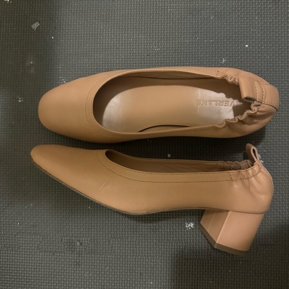 EVERLANE The Day Heel Leather Round Toe Block Heel Shoe Nude Size 9 - Picture 5 of 12